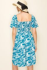 Jade Geo Print Smocked Dress