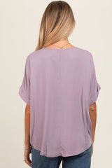 Lavender V-Neck Pin-Tuck Detail Maternity Top