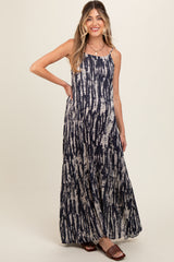 Navy Tie Dye Lightweight Sleeveless Maternity Maxi Dress