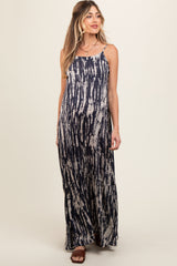 Navy Tie Dye Lightweight Sleeveless Maternity Maxi Dress