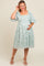 Mint Green Floral Embroidered Short Puff Sleeve Maternity Plus Dress