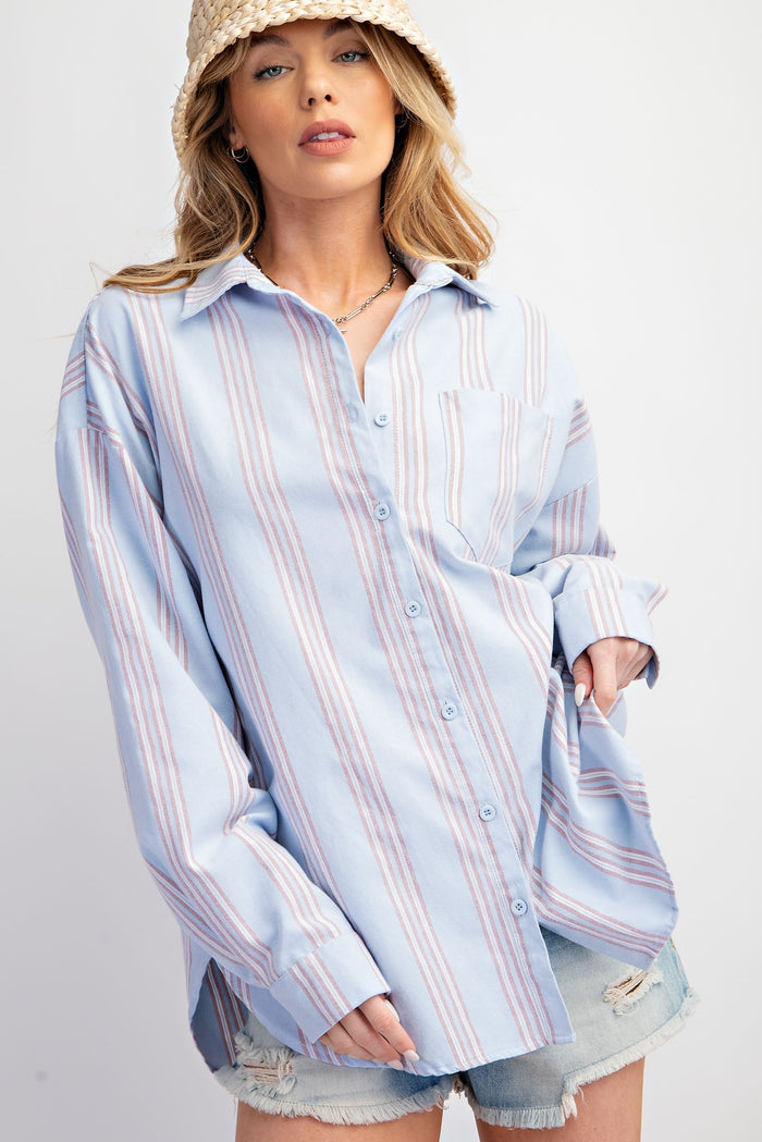 Blue Stripe Button Down Shirt