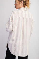 Taupe Stripe Button Down Shirt