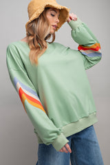 Sage Banded Bottom Terry Pullover