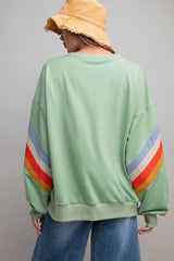 Sage Banded Bottom Terry Pullover
