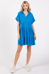 Royal Blue Tiered Linen Dress