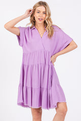 Lavender Tiered Linen Dress