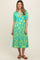 Turquoise Floral V-Neck Tiered Maternity Midi Dress