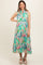 Emerald Green Floral Paisley Mock Neck Maternity Midi Dress