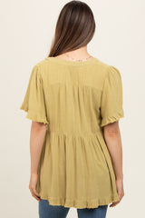 Light Olive Short Sleeve Maternity Top