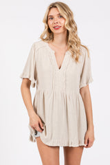 Beige Short Sleeve Top