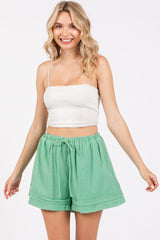 Mint Green Unfinished Hem Shorts