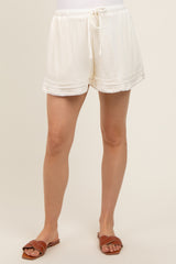 Cream Unfinished Hem Maternity Shorts