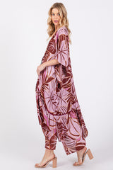 Lavender Tropical Print Long Cover Up