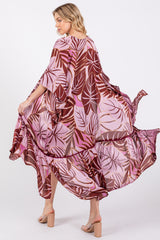 Lavender Tropical Print Long Cover Up
