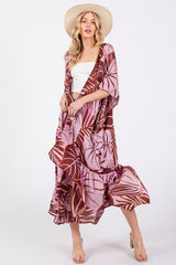 Lavender Tropical Print Long Cover Up