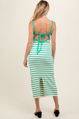 Green Low Back Striped Maternity Dress