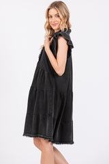 Charcoal French Terry Tiered Dress