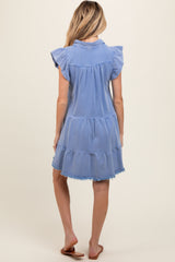 Blue French Terry Tiered Maternity Dress