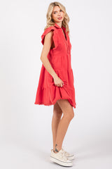 Red French Terry Tiered Dress