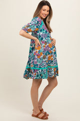 Jade Floral V Neck Half Sleeve Maternity Dress