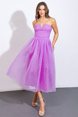 Orchid Strapless Midi Dress