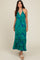 Green Leaf Print Halter Maternity Maxi Dress