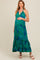 Green Leaf Print Halter Maternity Maxi Dress