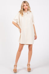 Cream Collared Button Down Shirt Dress