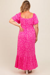 Fuchsia Floral Soft Maternity Plus Maxi Dress