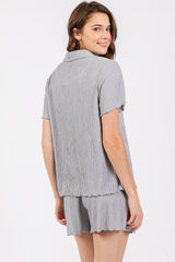 Grey Plisse Short Set