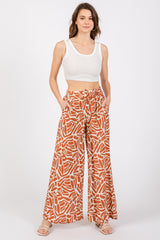 Camel Smocked Wide Leg Pants