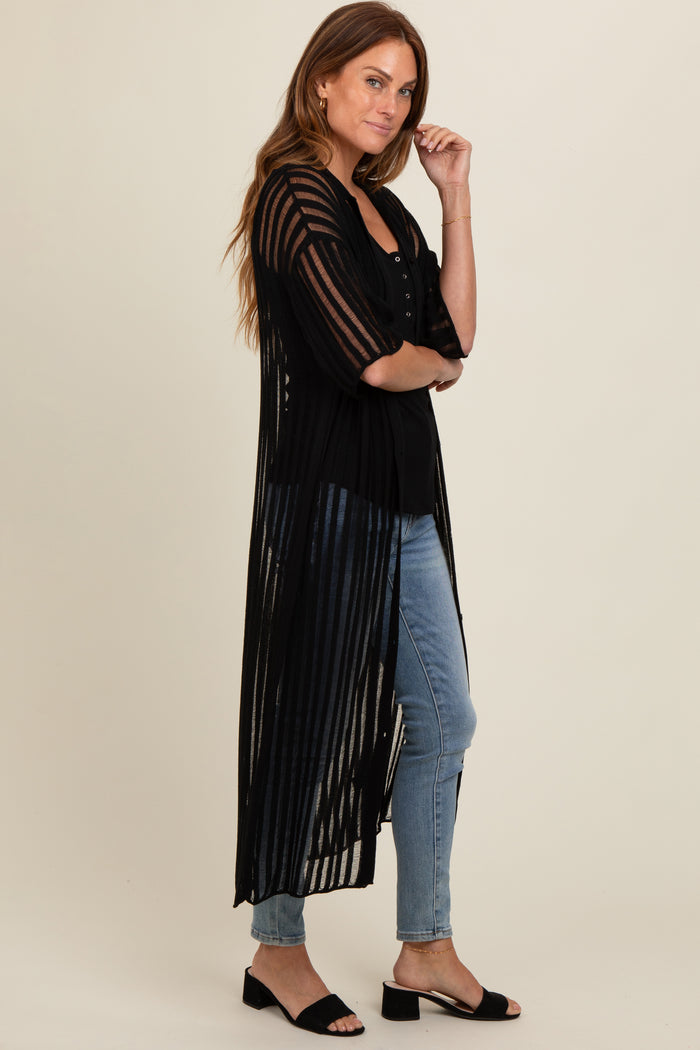 Black Distressed Collared Cover-Up