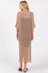 Taupe Distressed Collared Cover-Up