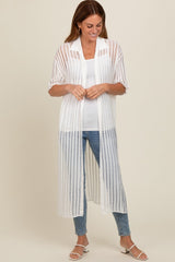 Ivory Distressed Collared Cover-Up