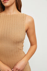 Taupe Fish Net Knit Dress