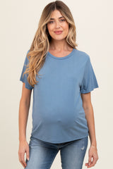 Light Blue Dolman Sleeve Maternity Top