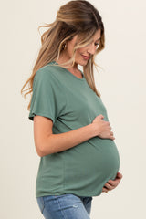 Green Dolman Sleeve Maternity Top