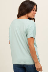 Mint Short Dolman Sleeve V-Neck Maternity Top