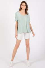 Mint Short Dolman Sleeve V-Neck Top