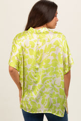 Lime Floral Button Down Maternity Blouse