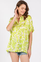 Lime Floral Button Down Blouse