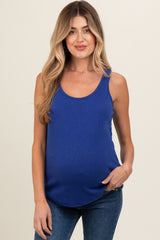 Royal Ribbed Sleeveless Maternity Top