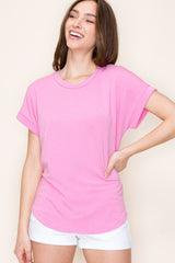 Pink Short Sleeve Terry Maternity Top