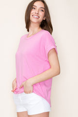 Pink Short Sleeve Terry Top