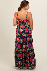 Black Floral Maternity Maxi Dress