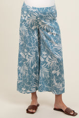 Blue Tropical Wide Leg Maternity Pants