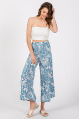 Blue Tropical Wide Leg Maternity Pants