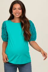 Jade Floral Mesh Sleeve Maternity Blouse