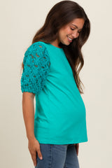 Jade Floral Mesh Sleeve Maternity Blouse